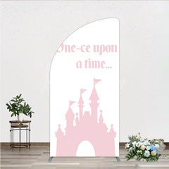 Lofaris Once Upon a Time Princess Half Moon Arch Backdrop Pink Fairytale Castle Silhouette First Birthday or Baby Shower Party Decor