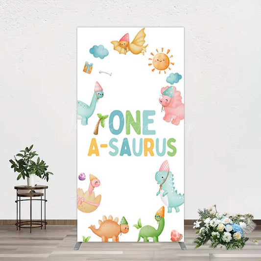 Lofaris One A Saurus Cartoon Dinosaur Birthday Rectangle Backdrop