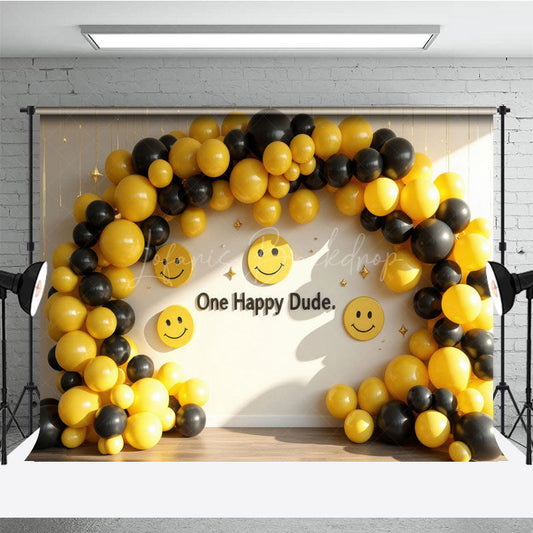Lofaris One Happy Dude Balloons Birthday Cake Smash Backdrop