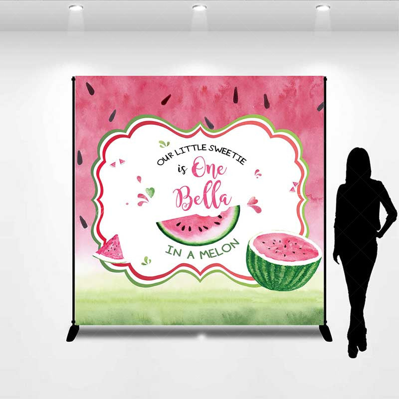 Lofaris One in a Melon First Birthday Backdrop Custom Name Watermelon Party Banner Our Little Sweetie Summer Fruit Decor
