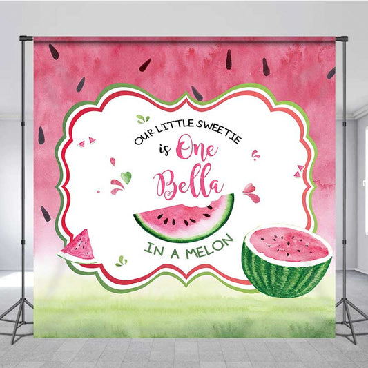 Lofaris One in a Melon First Birthday Backdrop Custom Name Watermelon Party Banner Our Little Sweetie Summer Fruit Decor