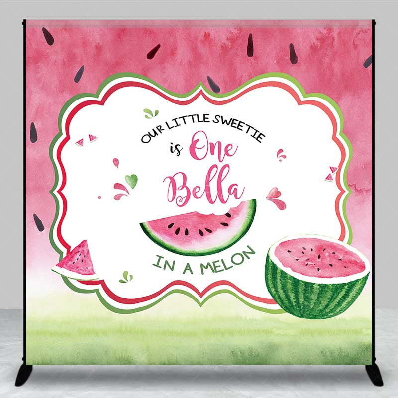 Lofaris One in a Melon First Birthday Backdrop Custom Name Watermelon Party Banner Our Little Sweetie Summer Fruit Decor