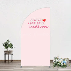 Lofaris One In Melon Sweet Pink Happy Birthday Half Moon Arch Backdrop