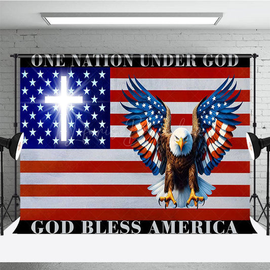 Lofaris One Nation Under God Eagle Independence Day Backdrop