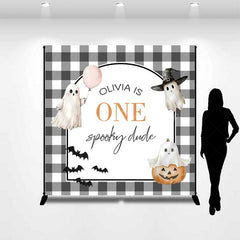 Lofaris One Spooky Dude First Birthday Backdrop Cute Ghost and Pumpkin Halloween Personalized Girl’s Boo Day Party Decor