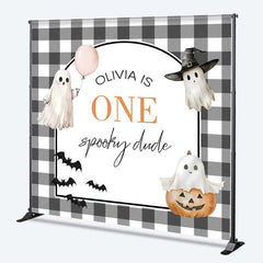Lofaris One Spooky Dude First Birthday Backdrop Cute Ghost and Pumpkin Halloween Personalized Girl’s Boo Day Party Decor