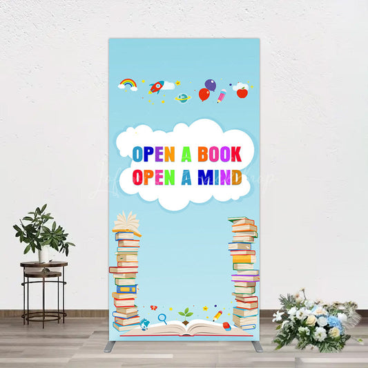 Lofaris Open A Book Mind Blue Birthday Rectangle Backdrop