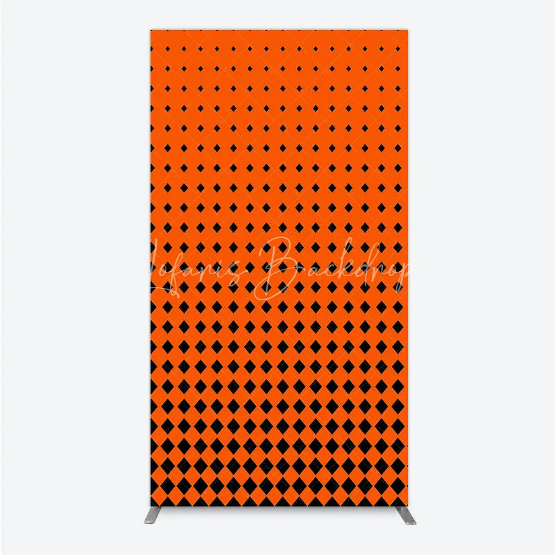 Lofaris Orange and Black Diamond Gradient Rectangle Backdrop Modern Geometric Pattern Party Cover