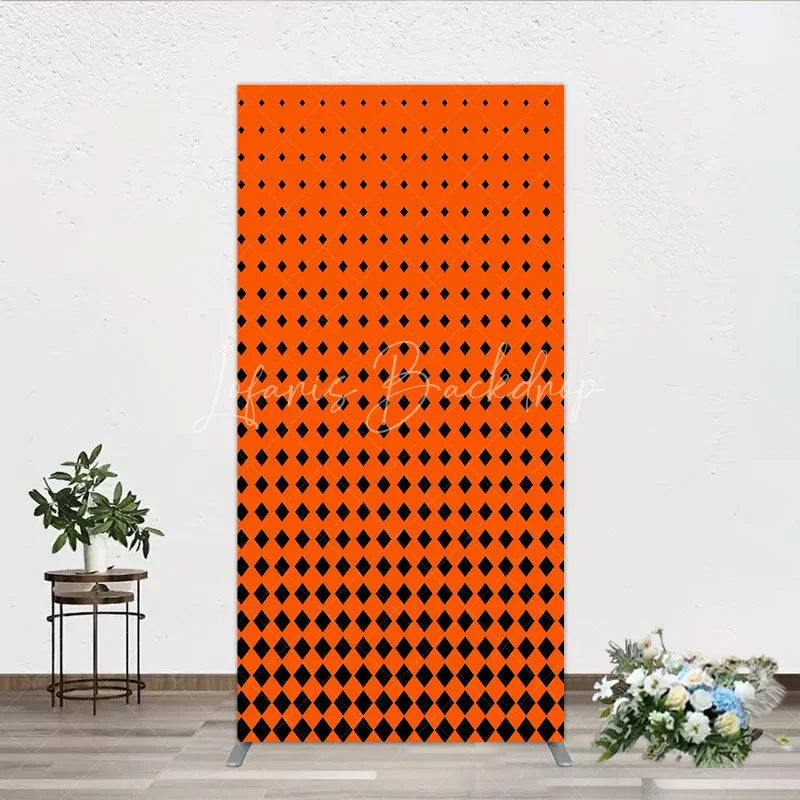 Lofaris Orange and Black Diamond Gradient Rectangle Backdrop Modern Geometric Pattern Party Cover