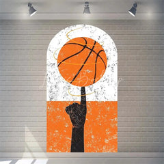 Lofaris Orange Basketball Party Arch Sport Theme Backdrop Cover for Boys Birthday Baby Shower Dunk Decor and Photo Booth