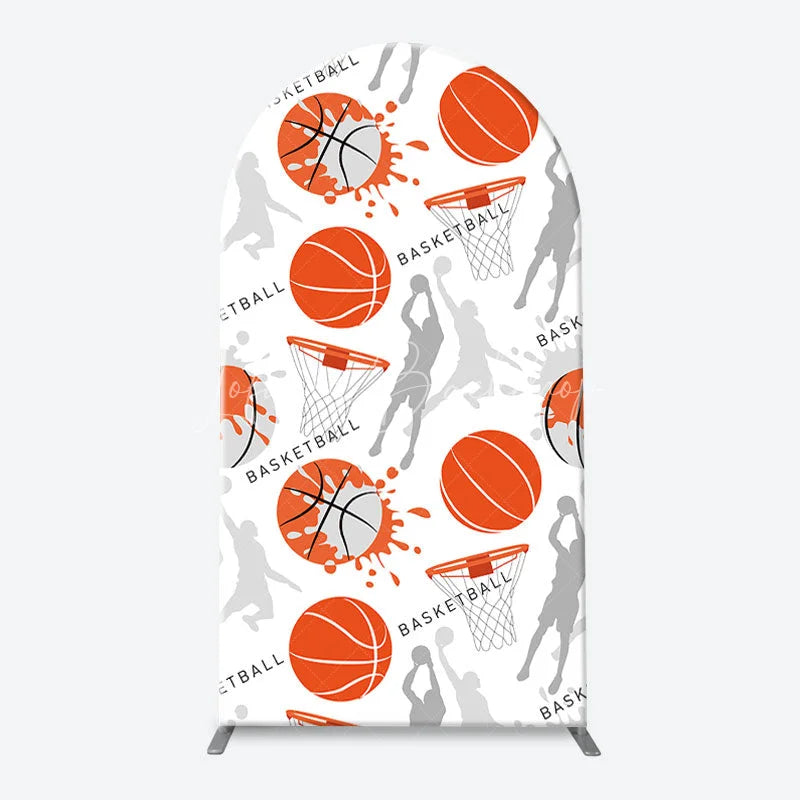 Lofaris Orange Black White Basketball Court Hoop Player Arch Backdrop Kit Sports Theme Birthday Party Decor