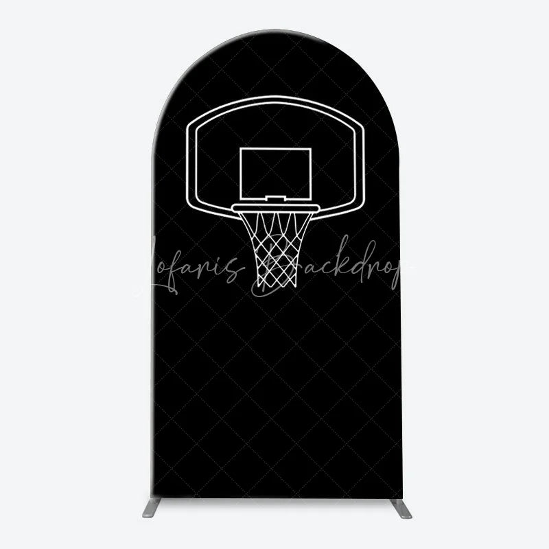 Lofaris Orange Black White Basketball Court Hoop Player Arch Backdrop Kit Sports Theme Birthday Party Decor