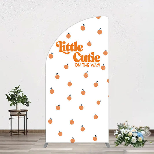 Lofaris Orange Little Cutie Baby Shower Half Moon Arch Backdrop