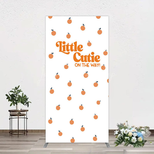 Lofaris Orange Little Cutie Baby Shower Rectangle Backdrop
