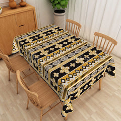 Lofaris Ornate Damask Rectangle Tablecloth Black and Gold Style Pattern Dining Table Decor