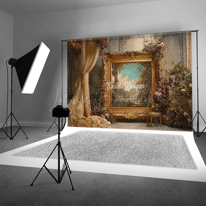 Lofaris Ornate Gold Frame in Palace Photography Backdrop Royal Baroque Wedding Decor Luxury Photo Background