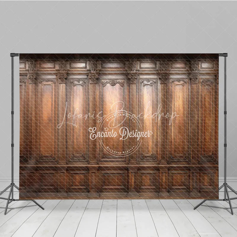 Ornate Wooden Wall Photography Backdrop, Vintage Library or Office ...