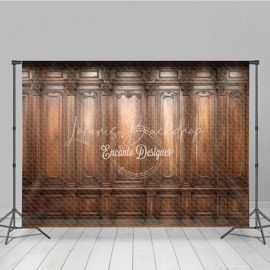 Lofaris Ornate Wooden Wall Photography Backdrop Vintage Library or Office Elegant Retro Interior Photo Background