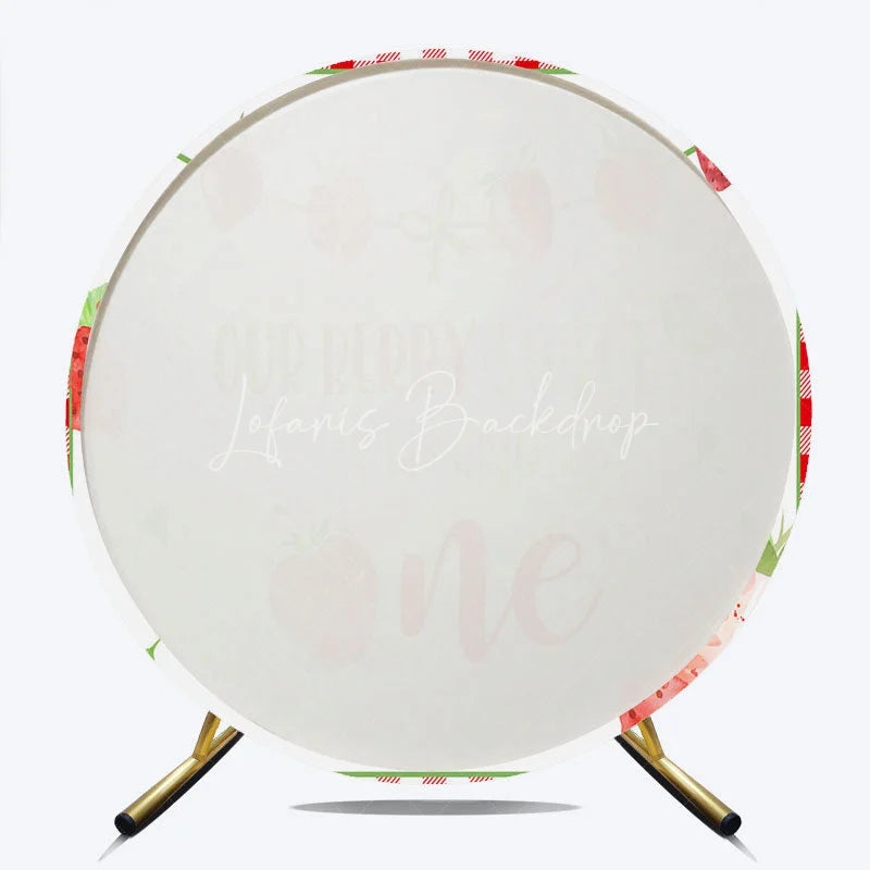 Lofaris Our Berry Sweet is Turning One Round Backdrop Strawberry 1st Birthday Party Decoration