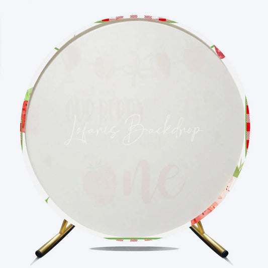Lofaris Our Berry Sweet is Turning One Round Backdrop Strawberry 1st Birthday Party Decoration