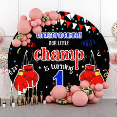 Lofaris Our Little Champ is Turning One Round Backdrop Boxing First Birthday Party Get Ready to Rumble Sports Decor