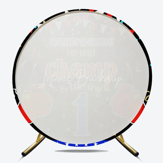 Lofaris Our Little Champ is Turning One Round Backdrop Boxing First Birthday Party Get Ready to Rumble Sports Decor