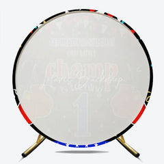 Lofaris Our Little Champ is Turning One Round Backdrop Boxing First Birthday Party Get Ready to Rumble Sports Decor