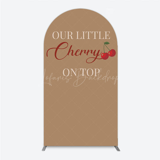 Lofaris Our Little Cherry On Top Arch Backdrop Minimalist Retro Themed Baby Shower Vintage Fruit Welcome Sign Decor