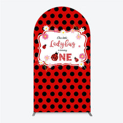 Lofaris Our Little Ladybug is Turning One Arch Backdrop Red and Black Polka Dot First Birthday Cute Insect Party Decor
