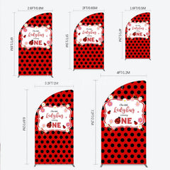 Lofaris Our Little Ladybug is Turning One Half Moon Arch Backdrop Red and Black Polka Dot First Birthday Cute Insect Party Decor