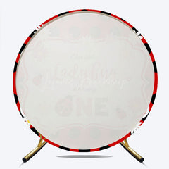 Lofaris Our Little Ladybug is Turning One Round Backdrop Red and Black Polka Dot First Birthday Cute Insect Party Decor