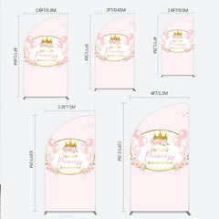 Lofaris Our Little Princess Baby Shower Half Moon Arch Backdrop Pink and Gold Royal Crown with Balloons Girl Party Photo Booth Decor