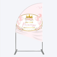Lofaris Our Little Princess Baby Shower Half Moon Arch Backdrop Pink and Gold Royal Crown with Balloons Girl Party Photo Booth Decor