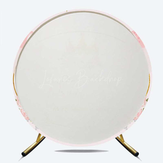 Lofaris Our Little Princess is a Sweet One Round Backdrop Pink and Gold Crown Royal Themed Girl Baby Shower Decor