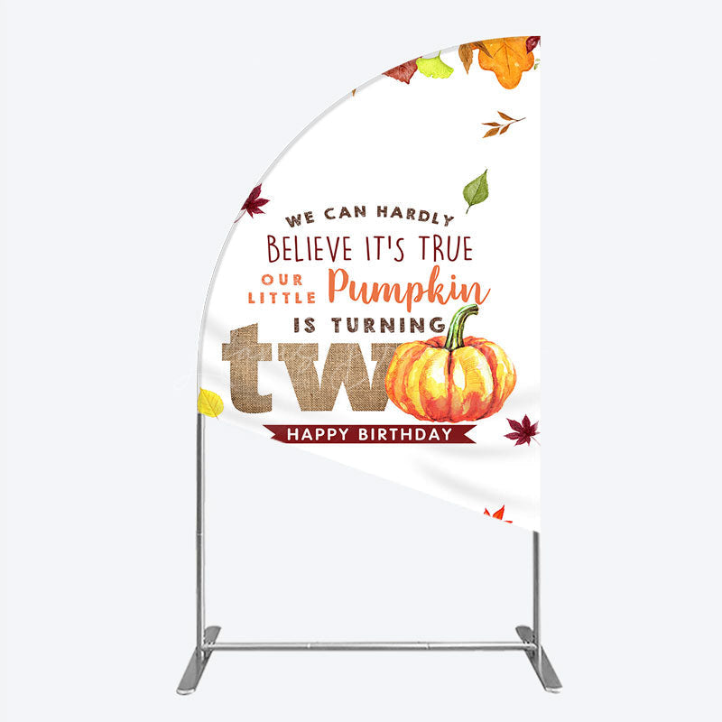 Lofaris Our Little Pumpkin is Turning Two Half Moon Arch Backdrop Fall Autumn Leaves 2nd Birthday Rustic Party Photo Booth Decor