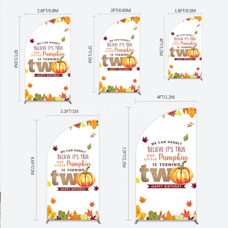 Lofaris Our Little Pumpkin is Turning Two Half Moon Arch Backdrop Fall Autumn Leaves 2nd Birthday Rustic Party Photo Booth Decor