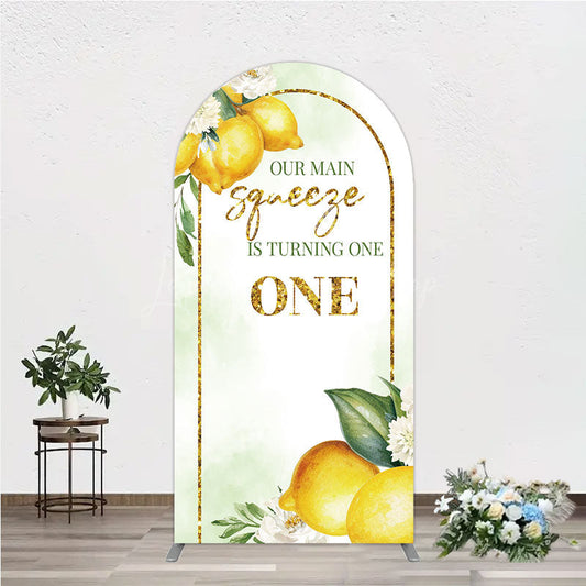 Lofaris Our Main Squeeze is Turning One Arch Backdrop Lemon Themed First Birthday Summer Citrus Party Photo Prop