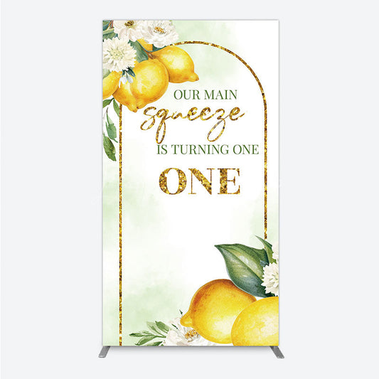 Lofaris Our Main Squeeze is Turning One Rectangle Backdrop Lemon Themed First Birthday Summer Citrus Party Photo Prop