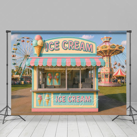 Lofaris Outdoor Playground Ice Cream Shop Photo Backdrop