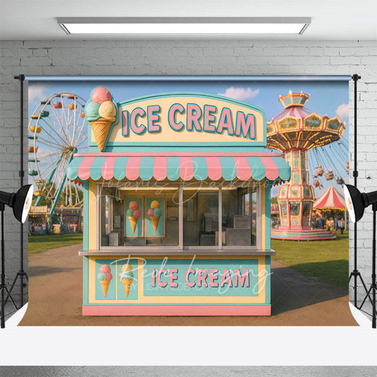 Lofaris Outdoor Playground Ice Cream Shop Photo Backdrop