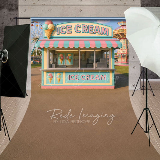Lofaris Outdoor Playground Ice Cream Shop Sweep Photo Backdrop