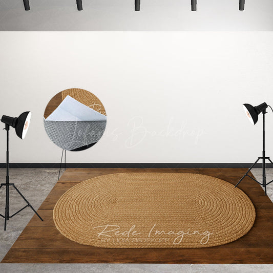 Lofaris Oval Taupe Wooden Fabric Floor Backdrop For Photo