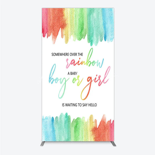 Lofaris Over The Rainbow Rectangle Backdrop Watercolor Colorful Stripe Decoration Gender Reveal Background