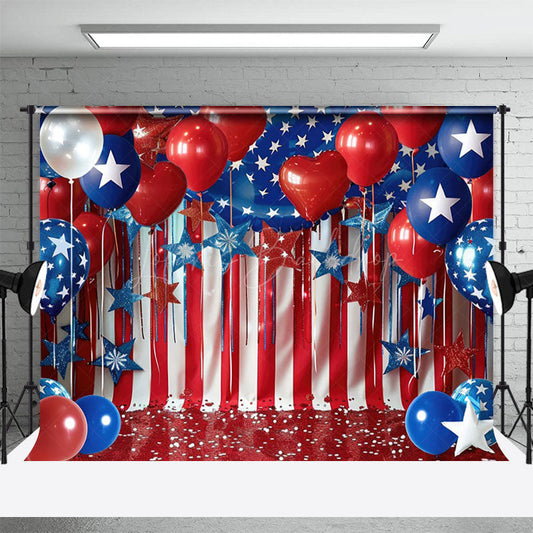 Lofaris Paint USA Flag Balloon Birthday Cake Smash Backdrop