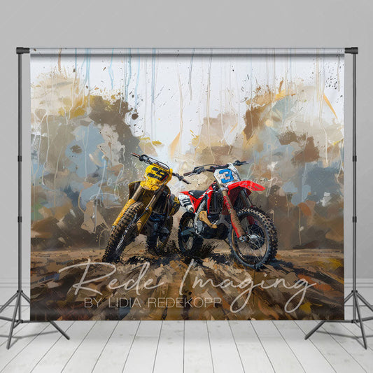 Lofaris Painted Abstract Muddy Dirt Bike Sport Photo Backdrop