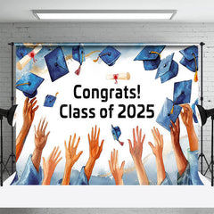 Lofaris Painted Blue Cap Congrats Class of 2025 Grad Backdrop