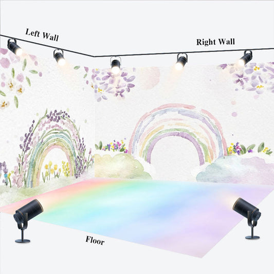 Lofaris Painted Color Rainbow Floral Spring Room Set Backdrop