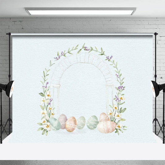 Lofaris Painted Colored Eggs Plant Floral Arch Easter Backdrop