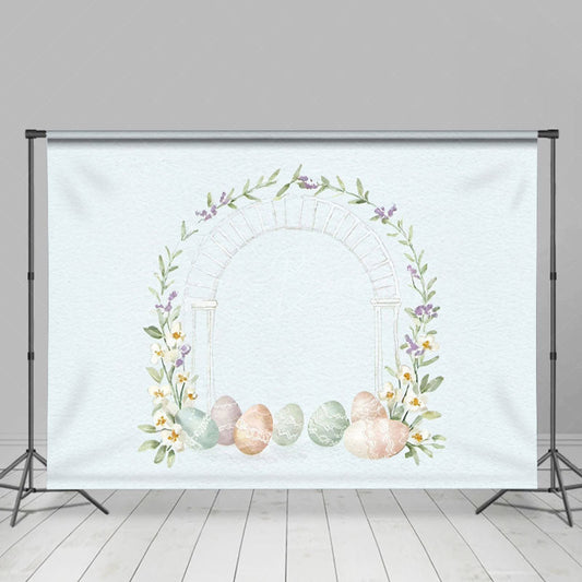 Lofaris Painted Colored Eggs Plant Floral Arch Easter Backdrop