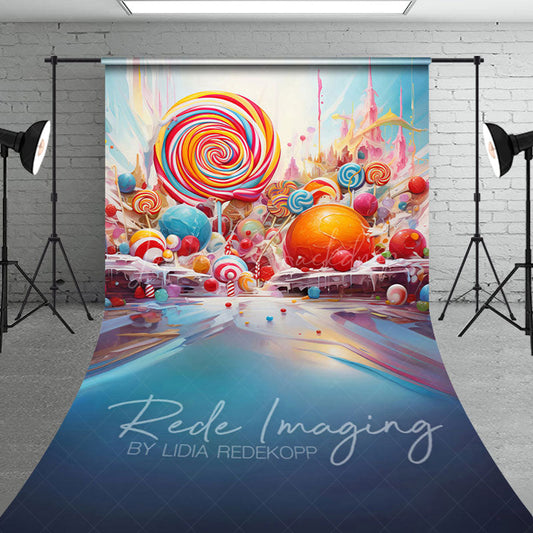 Lofaris Painted Colorful Candyland Cake Smash Sweep Backdrop